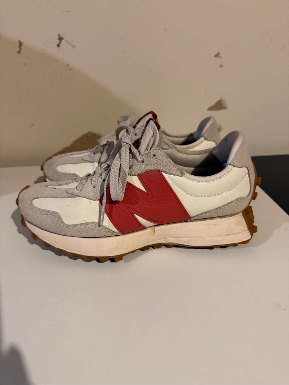 New Balance Runner with Red N and Light Gray Upper